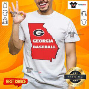 Official Georgia Baseball Logo Map T-Shirt featuring a unique design showcasing Georgia's baseball pride and spirit.