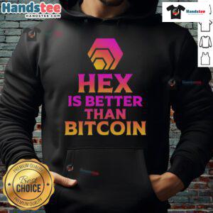 Official Hex is Better Than Bitcoin hoodie showcasing bold design, perfect for crypto enthusiasts and fashion lovers.