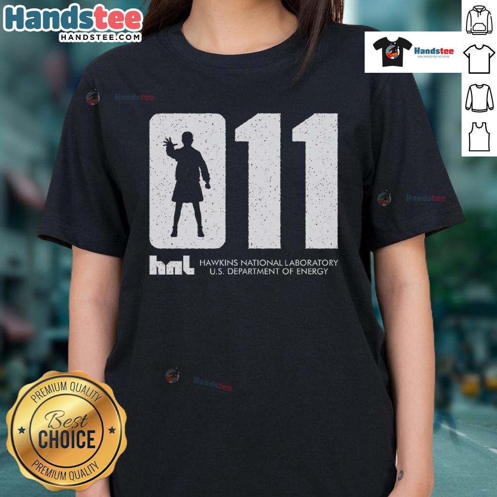 Official Hawkins National Laboratory Ladies Tee from the US Department of Energy featuring a sleek design and logo.