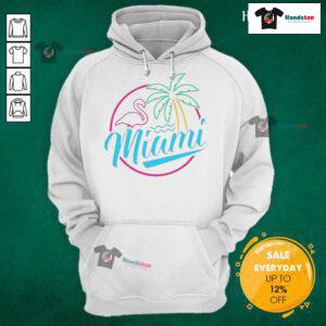 Official Miami Neon Flamingo Logo Hoodie featuring vibrant colors and stylish design, perfect for Miami fans.