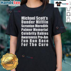Official Michael Scott's Fun Run Race ladies tee featuring a playful design, perfect for fans of The Office.