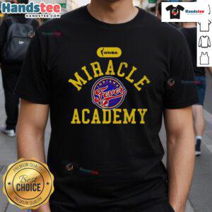 Official Miracle Academy Caitlin Clark Indiana Fever T-Shirt featuring vibrant team colors and stylish design for fans.