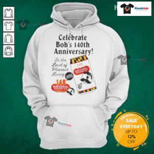 Stylish Official National Bohemian Celebrate Boh's 140th Vintage Anniversary Graphite Hoodie showcasing classic design.