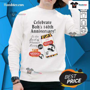 Official National Bohemian Celebrate Bohs 140th Vintage Anniversary Graphite Sweatshirt showcasing classic design and logo.