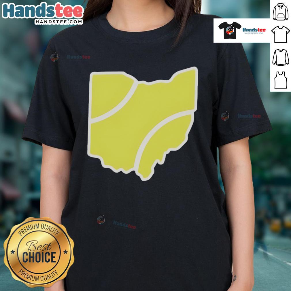 Official Ohio Tennis Ball Ladies Tee featuring a stylish design perfect for tennis enthusiasts and supporters.