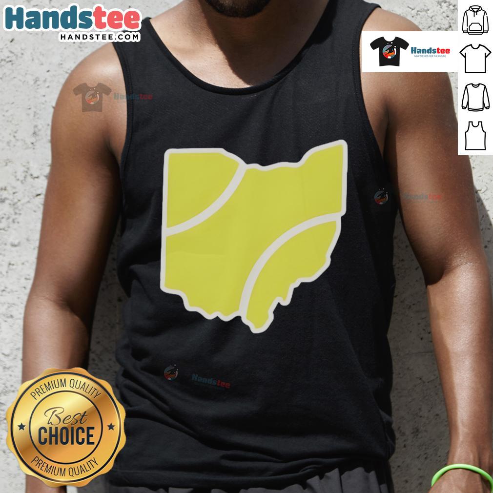 Official Ohio Tennis Ball Tank Top featuring a vibrant tennis ball graphic, perfect for sports enthusiasts and fans.