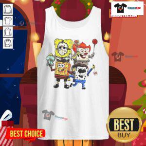 Official Sponge X Horror Characters Happy Halloween Tank Top featuring vibrant graphics and spooky designs for Halloween.