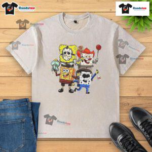 Official Sponge X Horror Characters Happy Halloween Washed T-Shirt featuring spooky designs for festive fans.