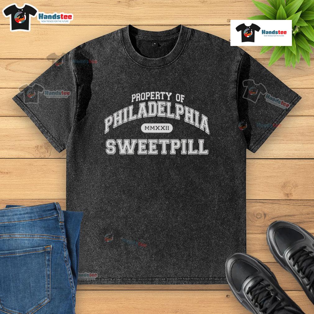Philly washed t-shirt featuring the Official Sweet Pill design, perfect for showcasing Philadelphia pride.