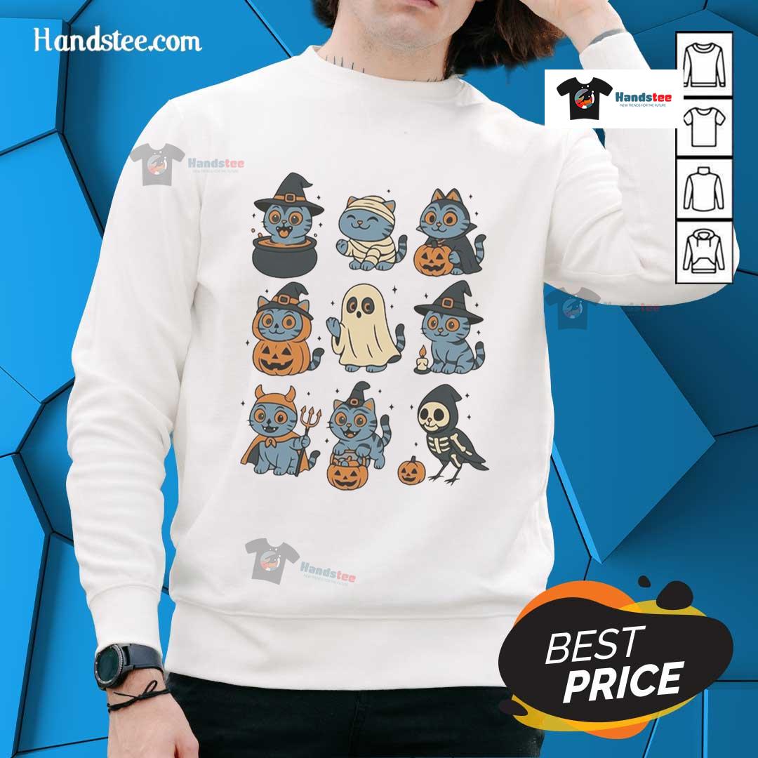 Alt Text: Premium Trick or Treat Halloween Derpy Tiger Comfort Colors Sweatshirt featuring a playful tiger design for festive fun.