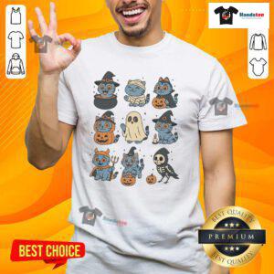 Premium Trick Or Treat Halloween Derpy Tiger Comfort Colors T-Shirt featuring a playful tiger design for festive fun.