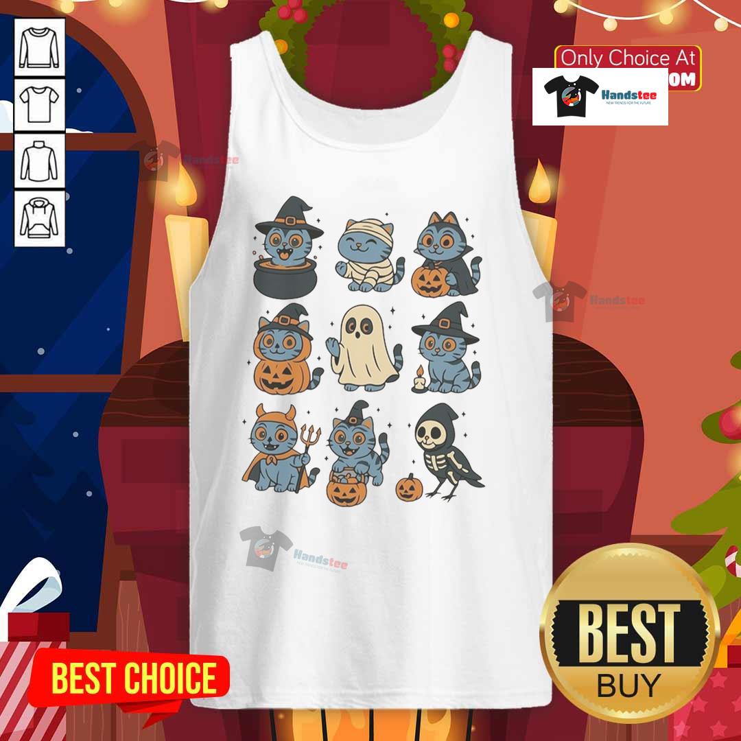 Premium Trick or Treat Halloween Derpy Tiger Comfort Colors tank top featuring a playful tiger graphic for festive fun.