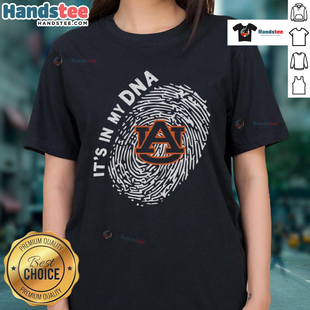 Top Auburn Tigers in My DNA ladies tee featuring team colors and logo, perfect for passionate fans and casual wear.