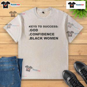 Alt Text: Black womens washed t-shirt featuring Top Keys to Success design promoting confidence and empowerment.