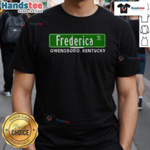 Top view of The Frederica Street T-Shirt featuring a stylish design and vibrant colors, perfect for casual wear.