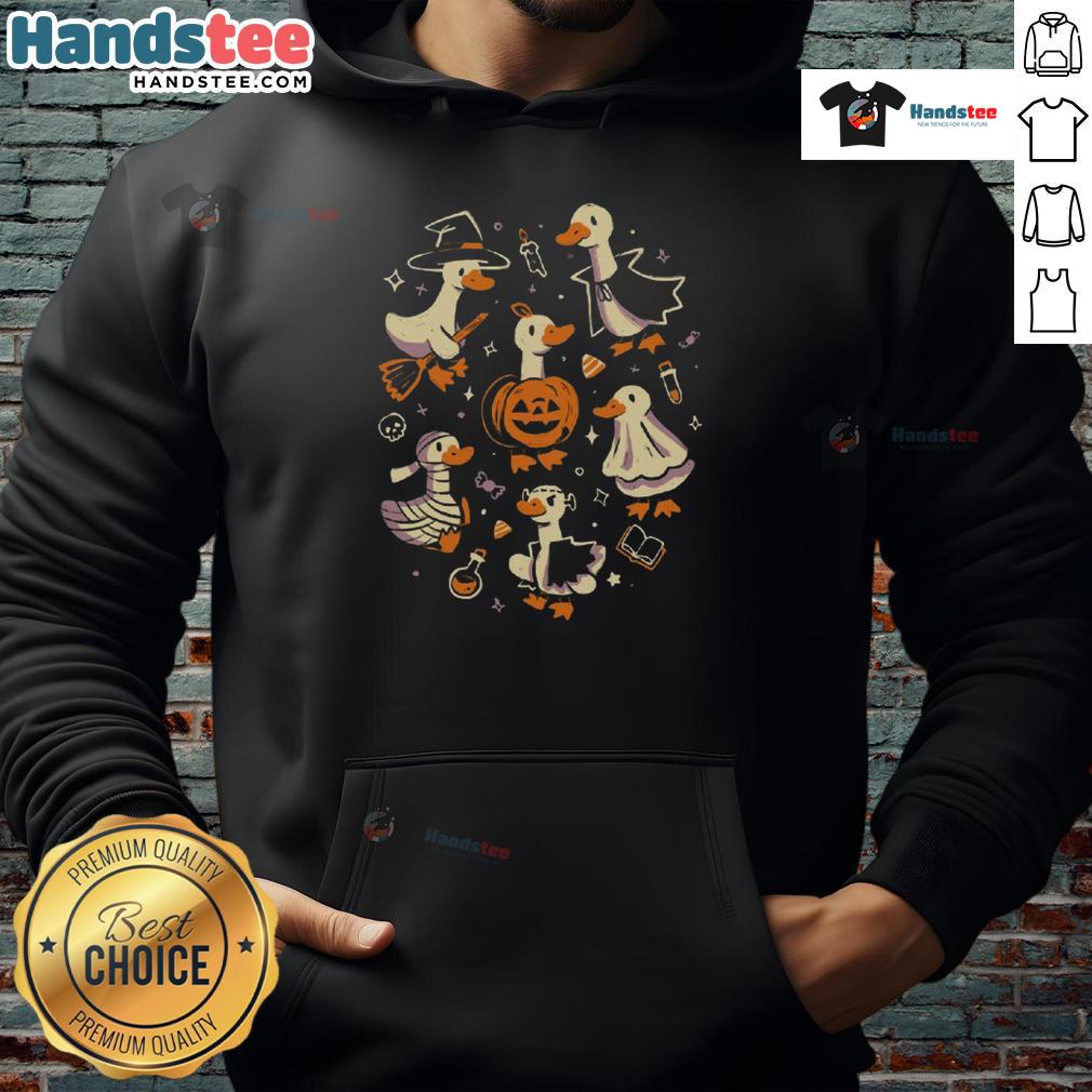 Funny Goosebumps Halloween Goose Hoodie featuring a whimsical design perfect for spooky season.
