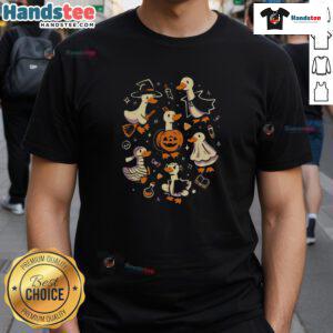 Funny Goosebumps Halloween Goose T-Shirt featuring a quirky design perfect for spooky season celebrations.