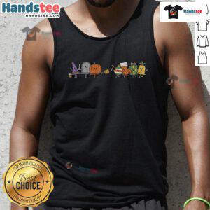 Funny Halloween and Christmas mashup tank top featuring playful graphics for festive holiday celebrations.