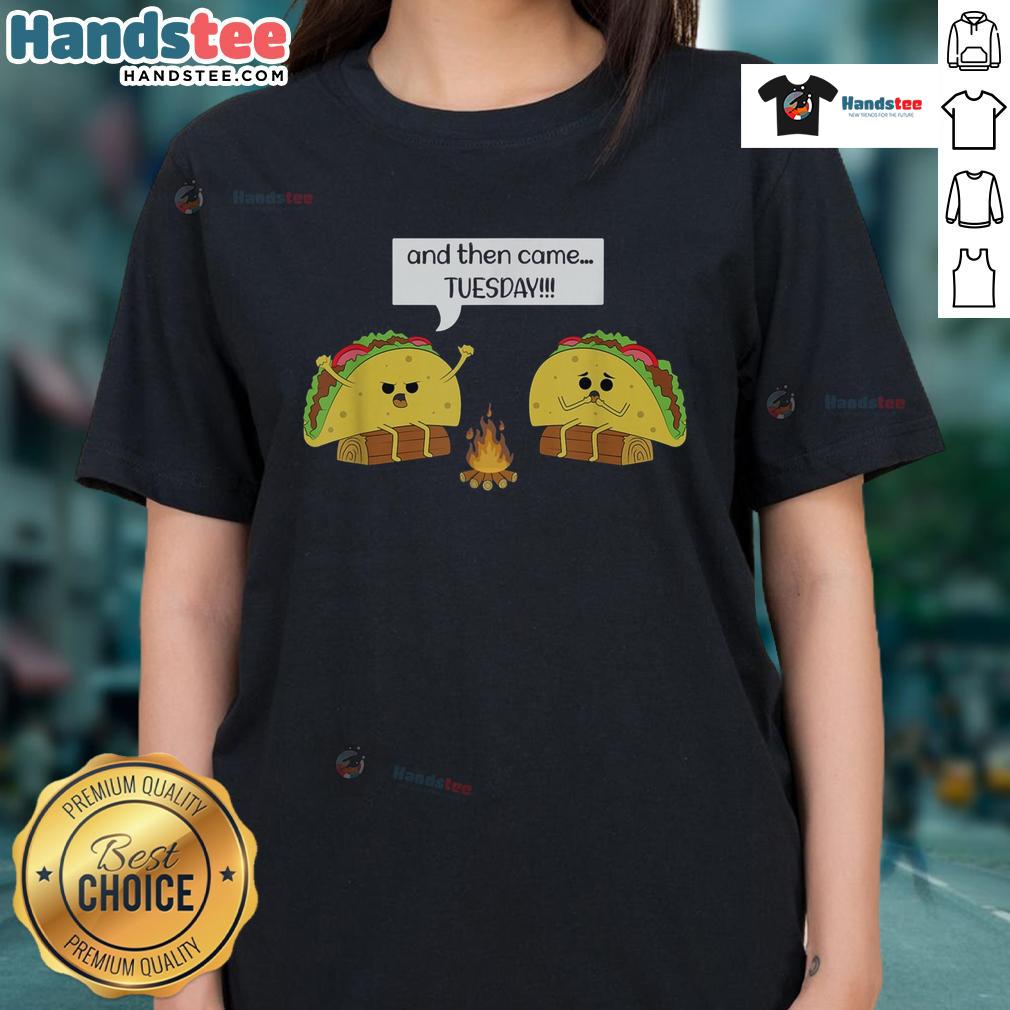 Funny Taco Tuesday Mexican food pun ladies' tee featuring playful taco graphics and vibrant colors for taco lovers.