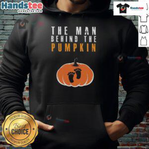 Funny Halloween hoodie featuring 'The Man Behind The Pumpkin' design, perfect for festive celebrations and spooky style.
