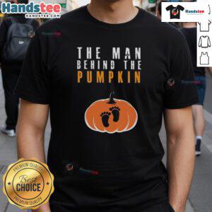 Funny The Man Behind The Pumpkin Halloween T-Shirt featuring a whimsical pumpkin graphic and playful text design.