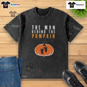 Funny The Man Behind The Pumpkin Halloween washed t-shirt featuring a playful pumpkin design for festive celebrations.