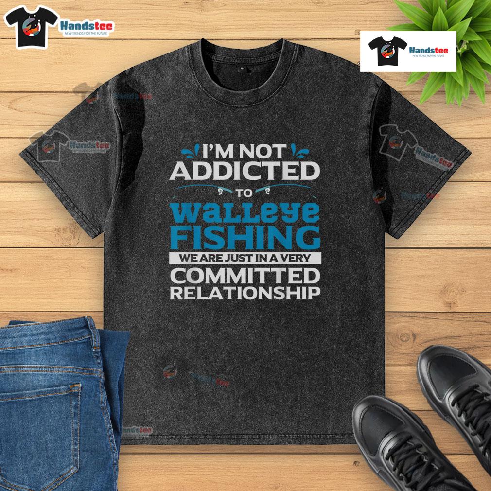 Funny walleye fishing addicted fisherman wearing a washed t-shirt, showcasing his love for fishing humor.