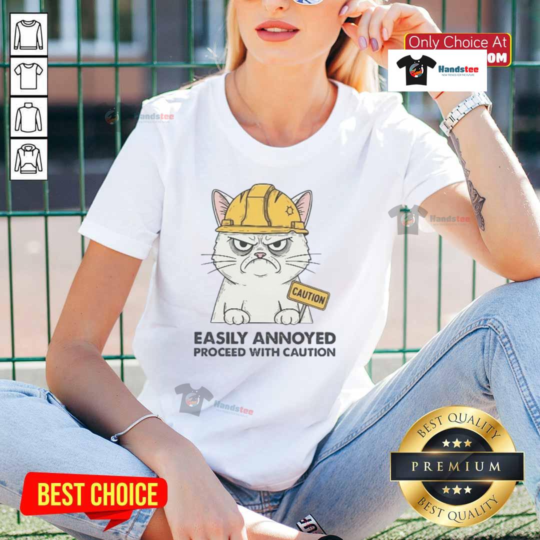 Good Easily Annoyed Process With Caution Ladies Tee in vibrant colors, perfect for casual outings and humorous statements.