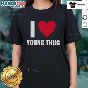 Good I Love Young Thug ladies tee featuring vibrant graphics and stylish design, perfect for fans of the artist.