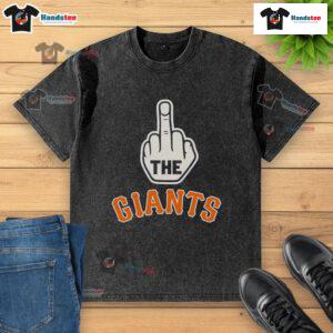 Good Los Angeles Dodgers Fck The Giants Washed T-Shirt displayed on a hanger, perfect for Dodgers fans.