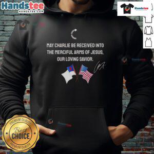 Christian American flag hoodie featuring 'Good May Charlie Be Received Into The Merciful Arms Of Jesus Our Loving Savior'