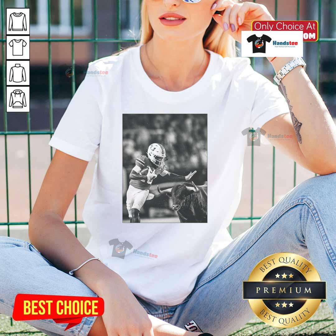 Miami Hurricanes vs South Florida Bulls ladies tee featuring vibrant team colors and logo for fans.