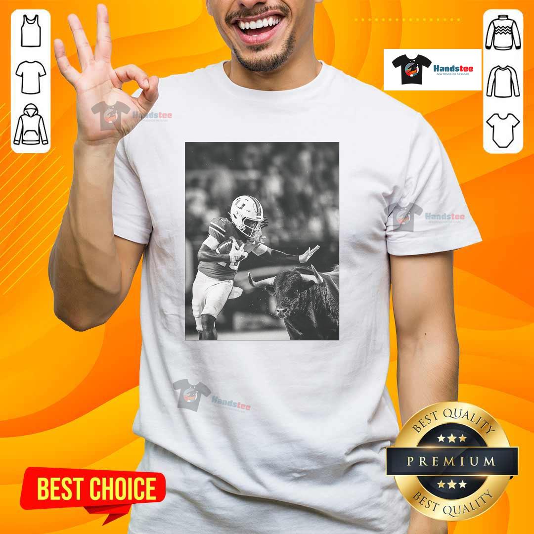 Good Miami Hurricanes vs South Florida Bulls photo t-shirt featuring vibrant team logos and dynamic game imagery.