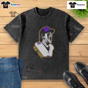 Good Minnesota Vikings War Paint Football Player Number 9 Graphic Washed T-Shirt showcasing vibrant team spirit and style.