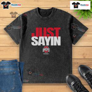 Alt Text: Ohio State Buckeyes football washed t-shirt featuring Julian Sayin design, perfect for fans and casual wear.