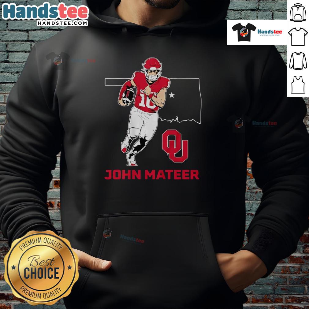 Good Oklahoma Sooners football hoodie designed by John Mateer, showcasing team colors and logo for fans.