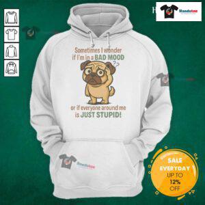 Good Pug hoodie featuring the phrase about mood and intelligence, perfect for dog lovers and humor enthusiasts.