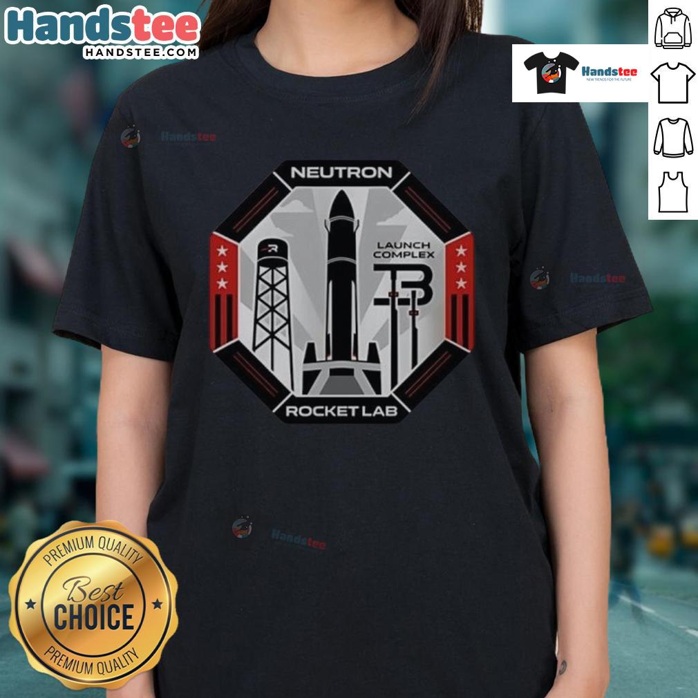 Alt Text: Womens tee featuring Good Rocket Lab Neutron design at Launch Complex 3, perfect for space enthusiasts.
