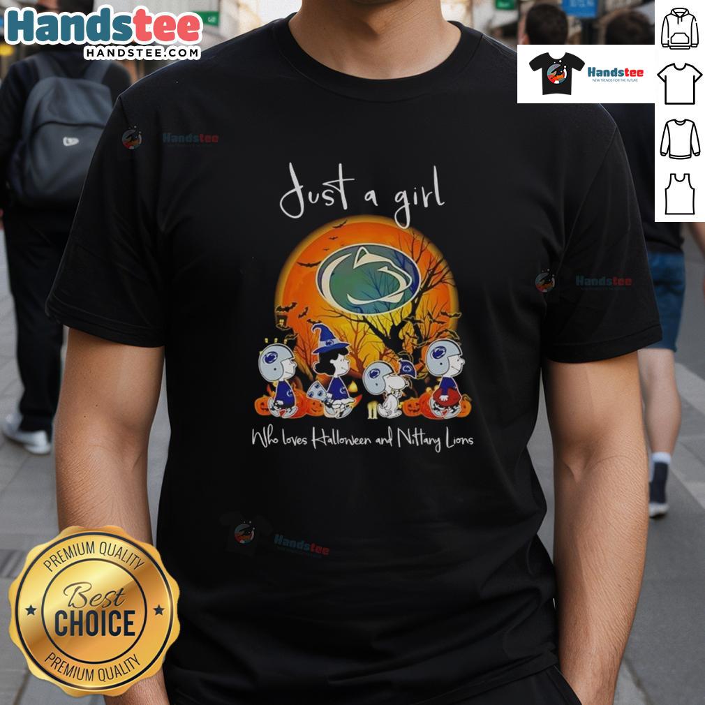 Good Snoopy and Friends Penn State Nittany Lions Halloween T-Shirt for girls, showcasing a fun and festive design.
