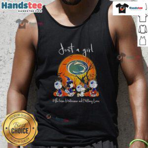 Alt Text: Good Snoopy and Friends tank top featuring Halloween theme and Penn State Nittany Lions for girls who love Halloween.