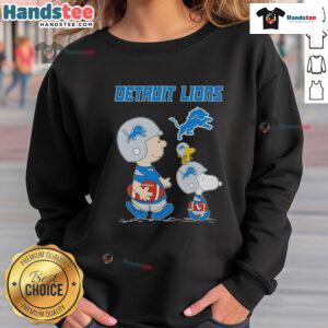 Alt Text: Cozy Good Snoopy and Friends X Detroit Lions NFL sweatshirt for football lovers, featuring vibrant graphics and a comfy fit.