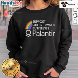 Good Support Queer Owned Businesses Sweatshirt featuring vibrant LGBTQ+ pride colors and a stylish, comfortable design.