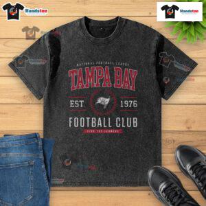 Alt Text: Good Tampa Bay Buccaneers Football Club washed t-shirt in red, showcasing team logo and casual style for fans.
