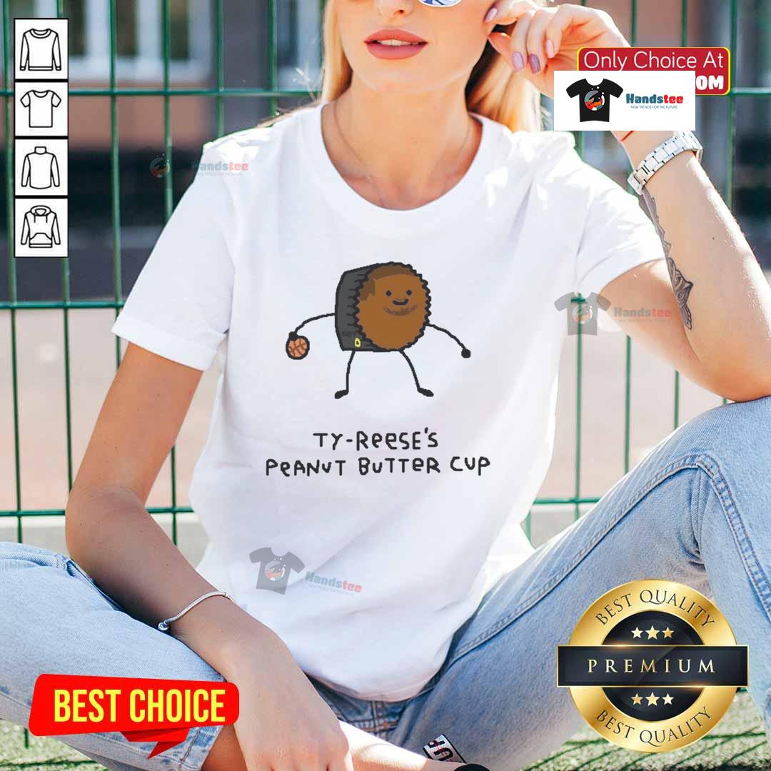 Good Ty Reese's Peanut Butter Cup Pacers Player Pun Ladies Tee featuring a fun basketball-themed design.