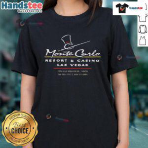 Vintage ladies tee featuring 'Happy Monte Carlo Las Vegas' design, perfect for casual wear and retro style lovers.