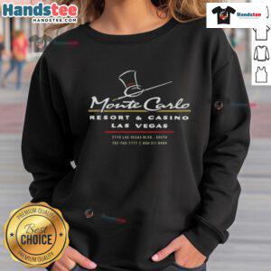 Alt Text: Vintage 'Happy Monte Carlo Las Vegas' sweatshirt featuring bold graphics and a classic design in stylish colors.