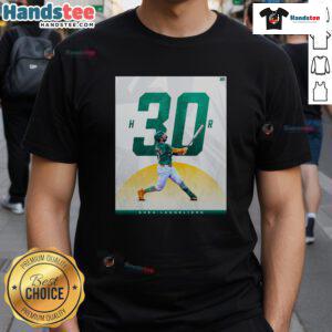 Alt Text: Happy Oakland Athletics Shea Langeliers 30 Homer Season T-Shirt featuring vibrant graphics and team colors.
