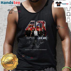 Alt Text: Hot Tesla 45 Years of 1981-2026 Signature Thank You for the Memories tank top featuring a stylish design.