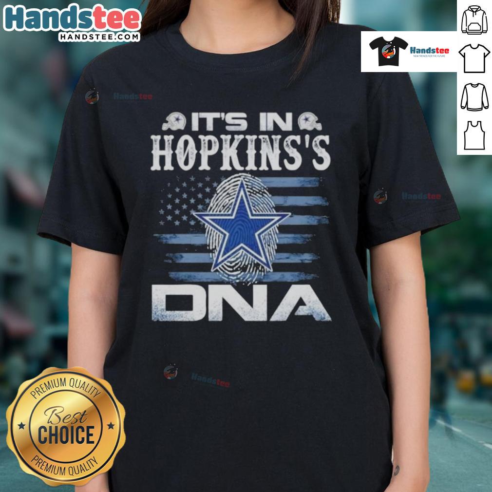 Nice Hopkins Dallas Cowboys 'It's in DNA' flag ladies tee featuring bold graphics and a stylish design for fans.