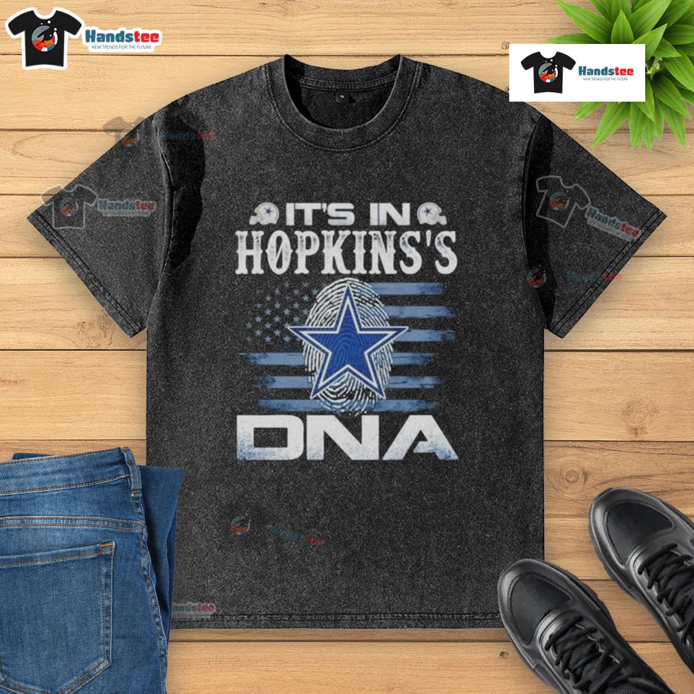 Alt Text: Nice Hopkins Dallas Cowboys It's In DNA Us flag washed t-shirt showcasing team spirit and style.